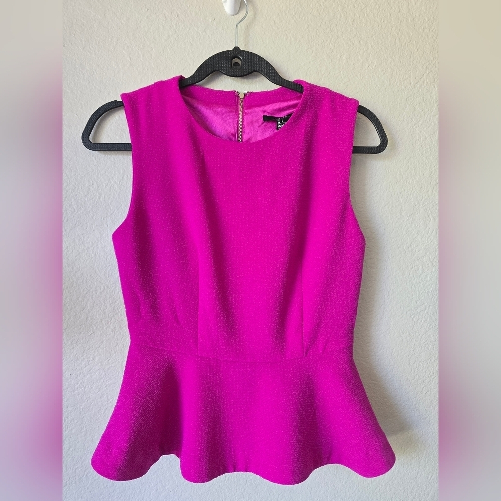Forever 21 Bright Fuchsia Sleeveless Peplum Top